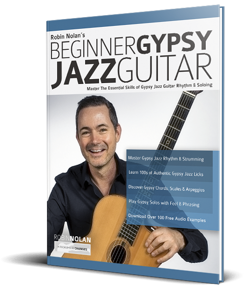 Robin Nolan's Beginner Gypsy Jazz Guitar book cover Robin Nolan's Beginner Gypsy Jazz Guitar book cover