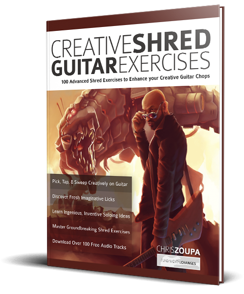 Creative Shred Guitar Exercises book cover Creative Shred Guitar Exercises book cover