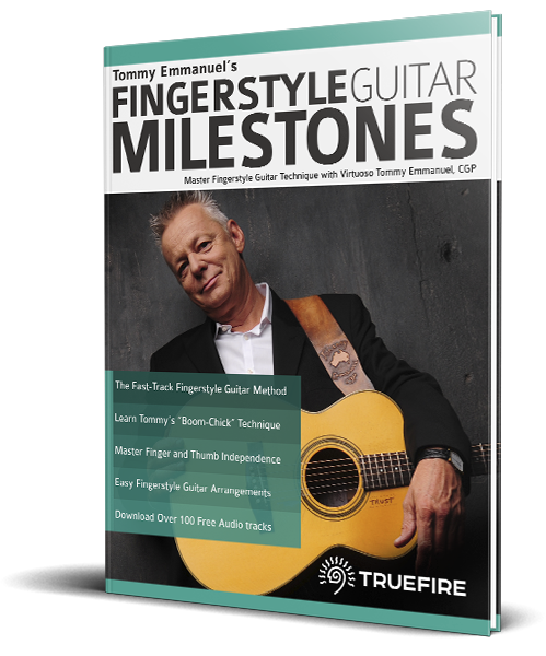 Tommy Emmanuel's Fingerstyle Guitar Milestones book cover Tommy Emmanuel's Fingerstyle Guitar Milestones book cover