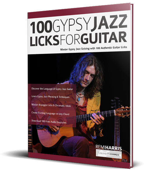 100 Gypsy Jazz Licks For Guitar book cover 100 Gypsy Jazz Licks For Guitar book cover